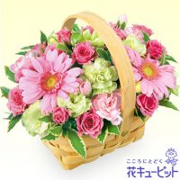 ピンクウッドバスケットアレンジ【3,500円+税】511565