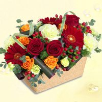 赤バラのスクエアバスケット【5,000円+税】511734