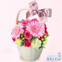 ピンクガーベラとバラのアレンジメント【4,000円+税】511806