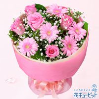 バラとガーベラのピンクブーケ【5,000円+税】511901