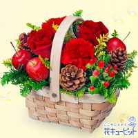 赤バラのウッドバスケット【3,500円+税】511918